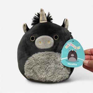 Squishmallows Nicolita Unicorn Black Silver Fuzzy Belly 8 Inch Plush Toy Unisex
